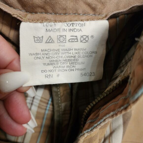 Gap Men's Khaki Shorts Multicolor Plaid Casual Cotton Flat Front Size 40W - Picture 4 of 7